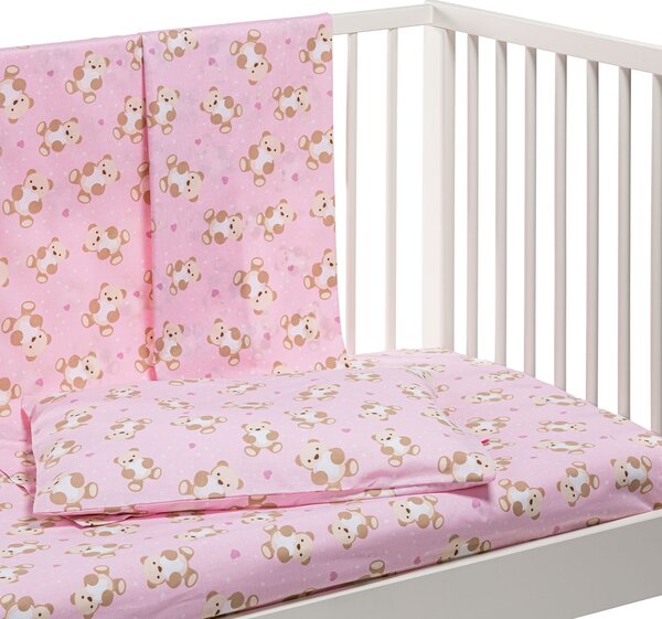 Completo Lenzuola In Cotone Orsacchiotti Baby Caleffi Kids Ragazzo Rosa Caleffi