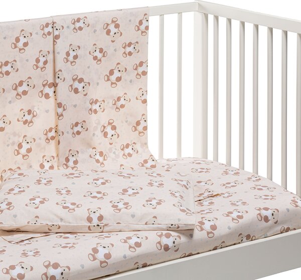 Completo Lenzuola In Cotone Orsacchiotti Baby Caleffi Kids Ragazzo Naturale Caleffi