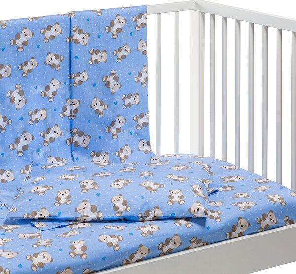 Completo Lenzuola In Cotone Orsacchiotti Baby Caleffi Kids Ragazzo Azzurro Caleffi
