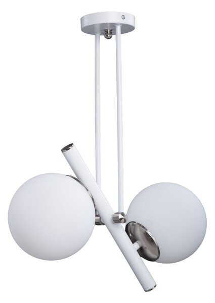 Lampada a sospensione con paralume in vetro bianco-argento ø 15 cm Libra - Squid Lighting