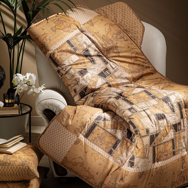 Plaid In Raso Di Cotone Geo Chain CM. 130X170 Alviero Martini 1A Classe Geo Caleffi