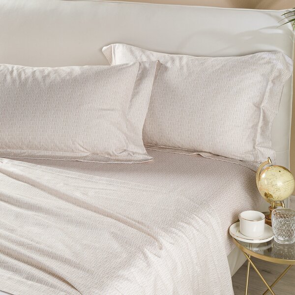 Completo Lenzuola In Raso Di Cotone 1° Classe Matrimoniale Alviero Martini 1A Classe Geo White Caleffi