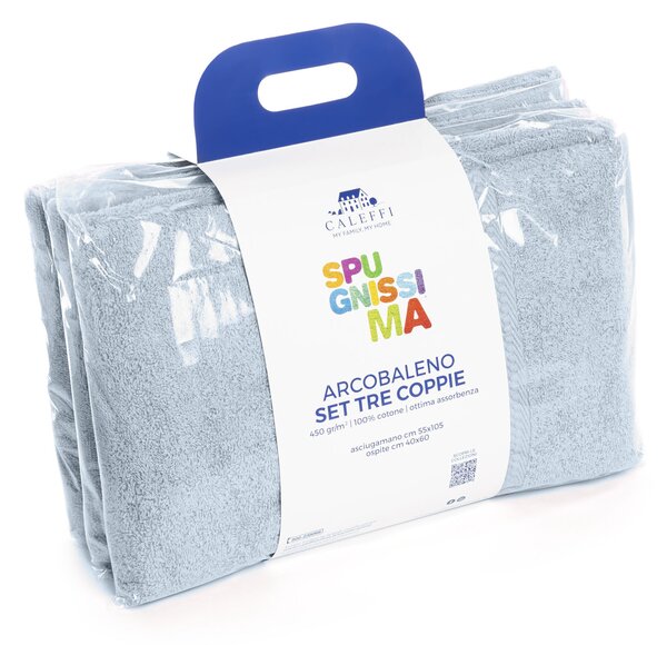 Set Asciugamani In Spugna In Cotone Spugna Standard Spugnissima Tinta Unita Azzurro Caleffi