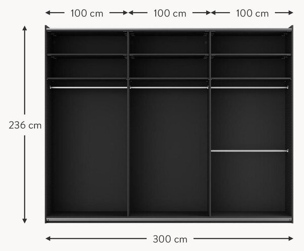 Armadio componibile con ante battenti Leon, larg. 300 cm, diverse varianti