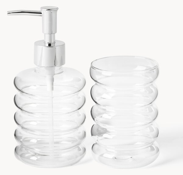 Set di 2 accessori da bagno in vetro soffiato Bubbly