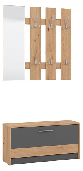 ADDIE - mobile ingresso appendiabiti moderno minimal in legno cm 91,6 x 28,1 x 202 h