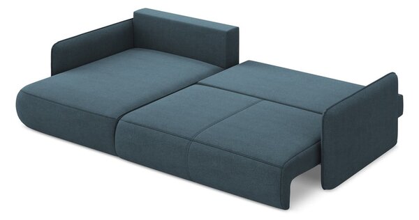 Divano angolare blu allungabile/con contenitore (con penisola a sinistra) Nanea – Makamii
