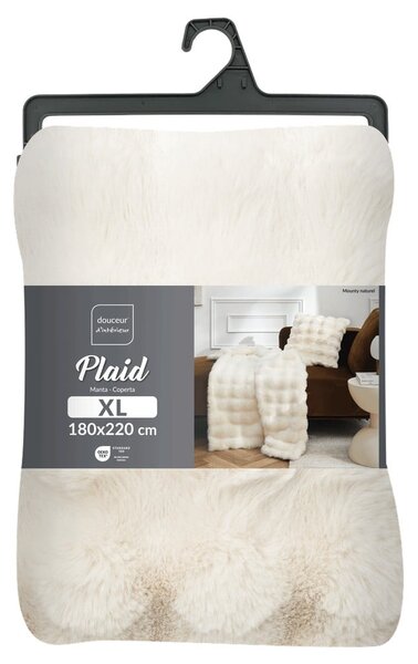 Coperta color crema in micropile 180x220 cm Mounty – douceur d'intérieur