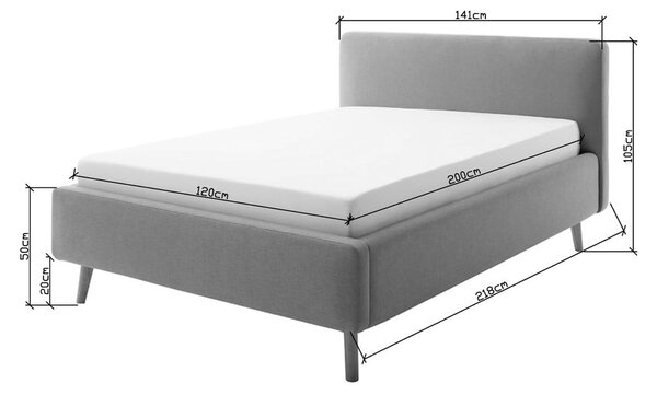 Letto singolo imbottito blu polveroso rete non inclusa 120x200 cm Mattis – Meise Möbel