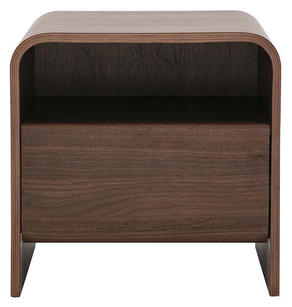 Comodino con cassetto in legno scuro noce KYLIA