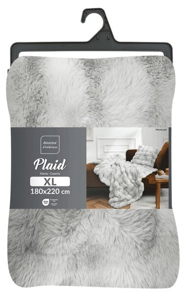 Coperta grigia in micropile 180x220 cm Mounty – douceur d'intérieur