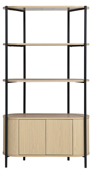 Libreria con contenitori finitura in legno chiaro rovere e metallo L100 cm ZORA