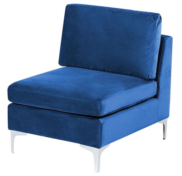 Modulo divano in velluto blu marino a 1 posto con gambe in metallo argento stile glamour Beliani