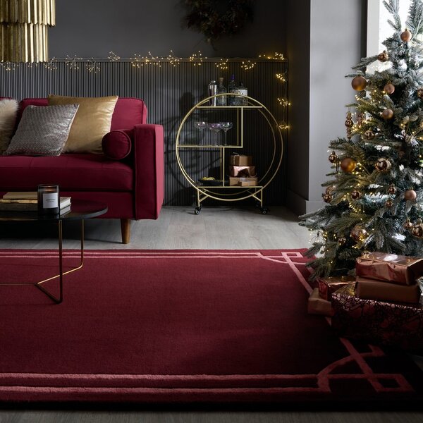 Tappeto burgundy in lana tessuto a mano 120x170 cm Gatsby – Flair Rugs