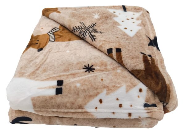 Coperta marrone in micropile a tema natalizio 150x200 cm Nordic Fairytale – My House