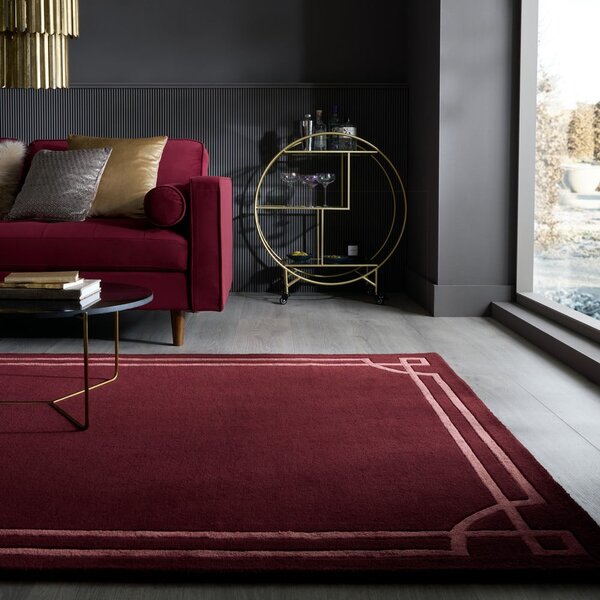 Tappeto burgundy in lana tessuto a mano 120x170 cm Gatsby – Flair Rugs