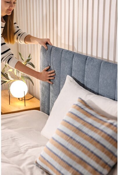 Letto matrimoniale imbottito blu con contenitore con rete inclusa 180x200 cm Myra Slim Line – Bonami Selection