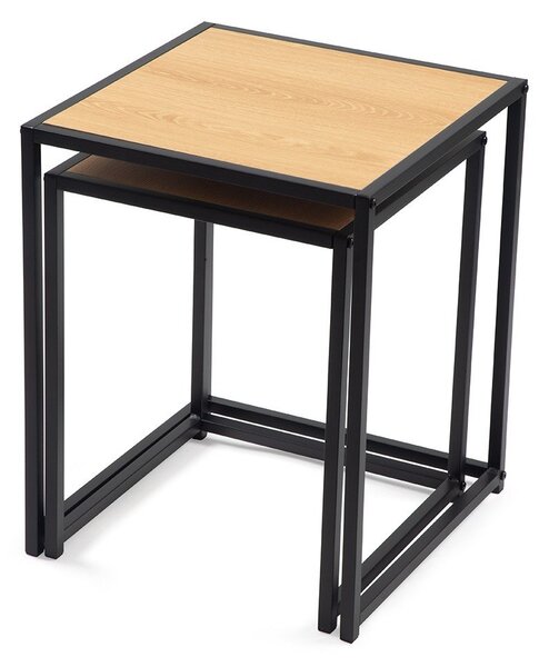 Set di tavolini con effetto rovere 2 pz 38x38 cm Noah – Bonami Essentials