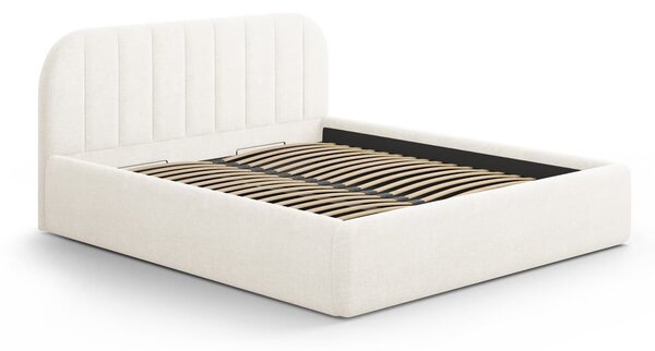 Letto matrimoniale imbottito avorio con contenitore con rete inclusa 140x200 cm Juno – Windsor & Co Sofas