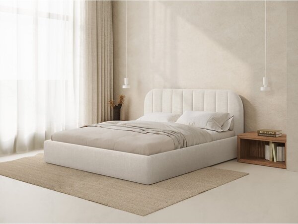 Letto matrimoniale imbottito avorio con contenitore con rete inclusa 140x200 cm Juno – Windsor & Co Sofas