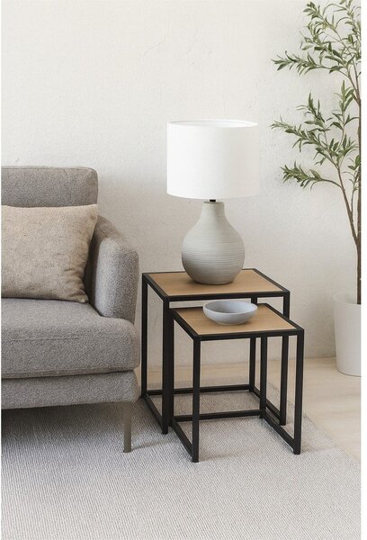 Set di tavolini con effetto rovere 2 pz 38x38 cm Noah – Bonami Essentials