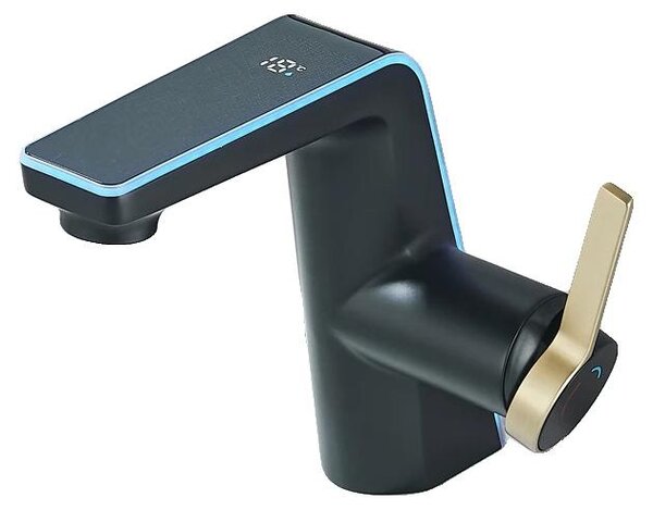 Miscelatore per lavabo, controllo digitale a LED, due modalità di erogazione, finitura nero opaco