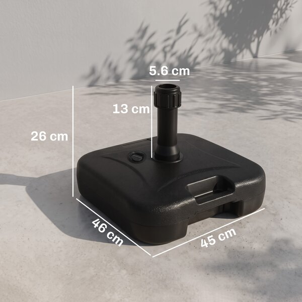 Outsunny Base per Ombrellone Riempibile con Acqua e Sabbia, Carico Massimo 30kg ,HDPE, 46x45x26 cm Nero |Aosom