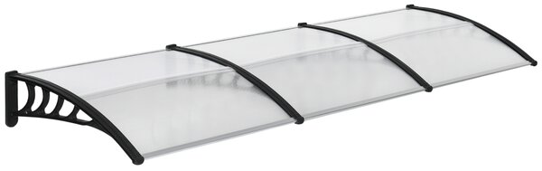 Outsunny Tettoia in Policarbonato e Alluminio per Balconi, Finestre e Porte, 303x96x27 cm, Nero e Trasparente|Aosom