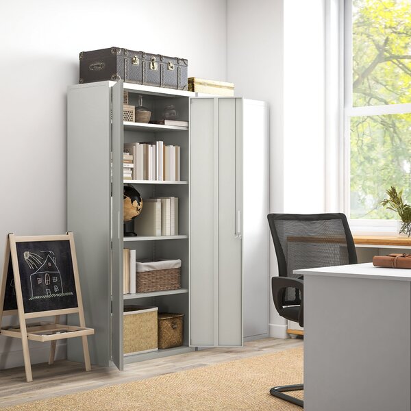 HOMCOM Armadio da Ufficio a 5 Livelli con 4 Ripiani Regolabili, I piedini antiscivolo e in Acciaio,80x40x180 cm, Bianco | Aosom Italy