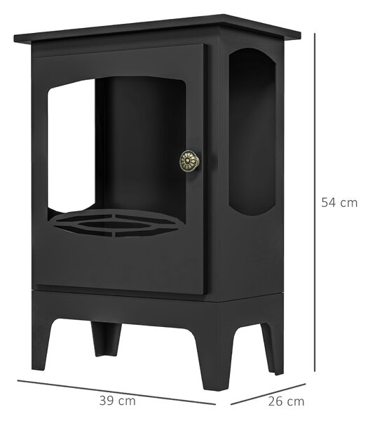 HOMCOM Camino a Bioetanolo con Estintore fiamma e Bruciatore da 1.2L per 3 Ore di Durata, in Acciaio Inox, 36x26x54cm, Nero | Aosom Italy