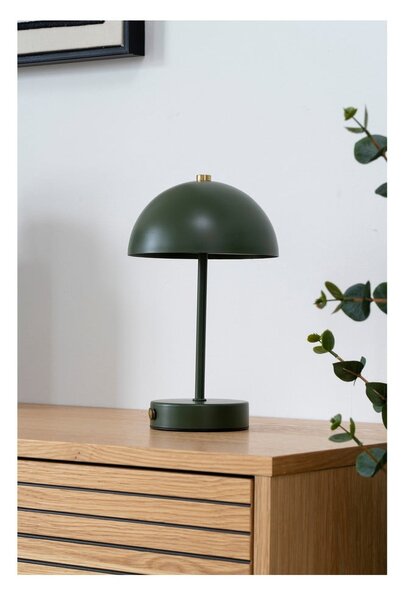 Lampada da tavolo LED verde scuro con paralume in metallo (altezza totale 25 cm) Holt – House Nordic
