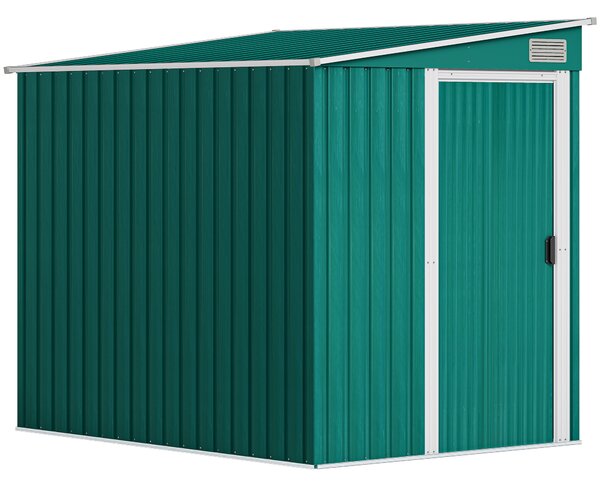 Outsunny Casetta da Giardino con Base, Porta Scorrevole e Tetto Inclinato, Capanno Attrezzi in Metallo, 1.5x2m, Verde | Aosom Ital