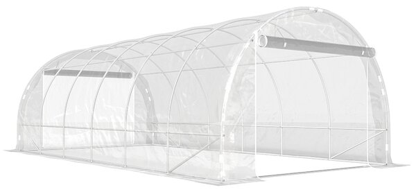 Outsunny Serra a Tunnel 3x6x2 m con Porte Avvolgibili, Telaio in Acciaio e Copertura in PE Anti-UV, Trasparente | Aosom Italy