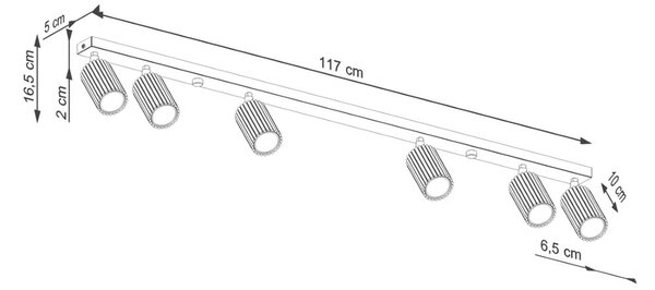 Faretto dorato 6,5x117 cm Gleam – Sollux