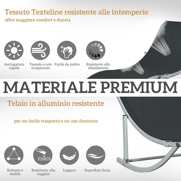 Outsunny Set 2 Sdraio da Giardino Pieghevoli in Alluminio e Texteline, 61x165x63 cm, Nero | Aosom Italy