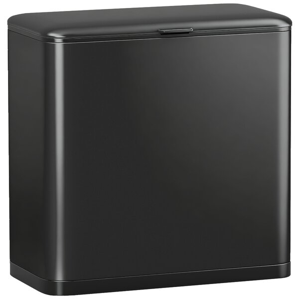 HOMCOM Cestino Spazzatura da 8L con Coperchio in Acciaio Inox e Secchio Interno Rimovibile, 29.7x17.4x30 cm, Nero | Aosom Italy
