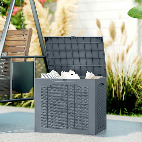 Outsunny Baule da Giardino con Maniglie, Contenitore Porta Attrezzi Impermeabile, 56x41x50 cm, Grigio Chiaro | Aosom Italy