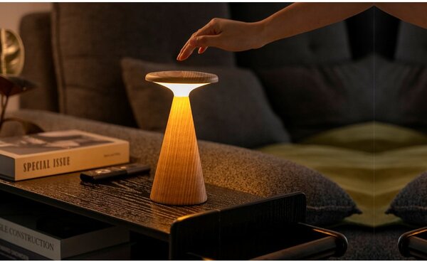 Lampada da tavolo LED di colore naturale con paralume in legno (altezza totale 21 cm) Sylva – Gingko