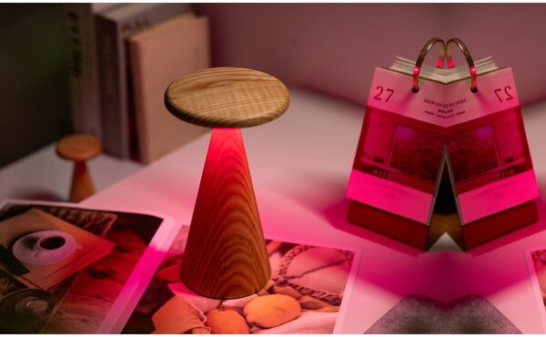 Lampada da tavolo LED di colore naturale con paralume in legno (altezza totale 21 cm) Sylva – Gingko