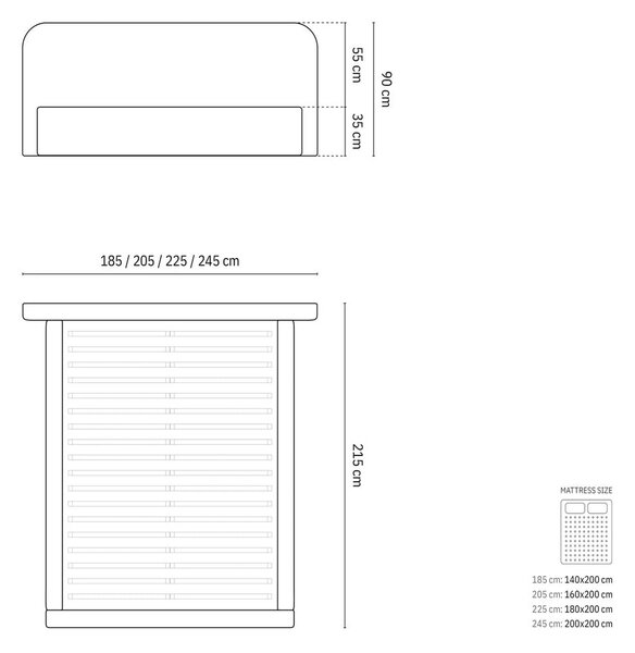 Letto matrimoniale imbottito verde con contenitore e rete inclusi 160x200 cm Elizabeth – Micadoni