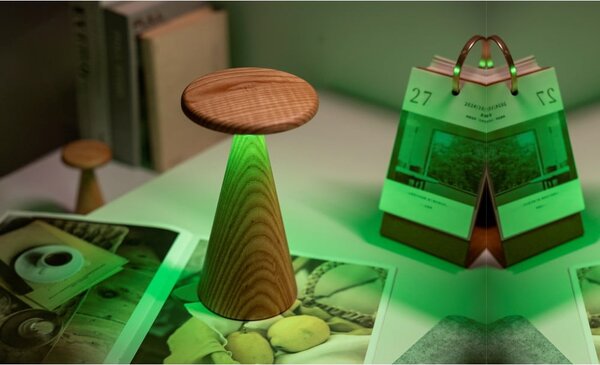 Lampada da tavolo LED di colore naturale con paralume in legno (altezza totale 21 cm) Sylva – Gingko