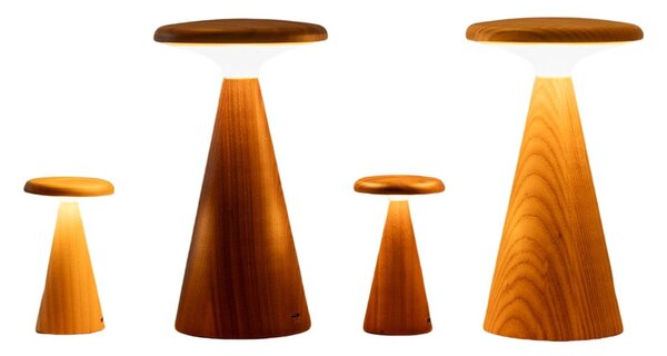 Lampada da tavolo LED colore naturale scuro con paralume in legno (altezza totale 14 cm) Sylva – Gingko