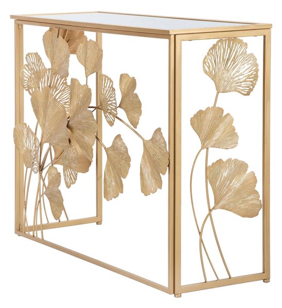 Consolle rettangolare in metallo bianco con piano in vetro a specchio LEAF Dimensioni 108x36,5x h 80 cm - Peso 11,2 kg Vetro temperato a specchio telaio oro