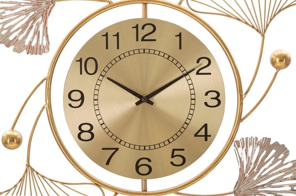 Pannello decorativo 3D Orologio da parete impreziosito LEAVY 52,5x3,5xh 102 cm peso 1,1 kg Multicolor metallo nero oro