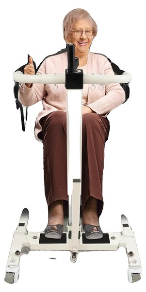 Sedia di trasferimento, ferro zincato, regolabile in altezza da 18" a 24", portata 300 libbre, dimensioni 35" x 25" x 40", uso versatile