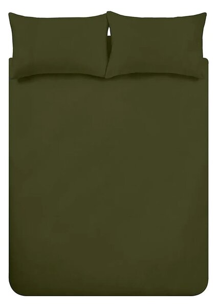 Set copripiumino e federa color kaki in flanella per letto matrimoniale 200x200 cm Brushed – Catherine Lansfield