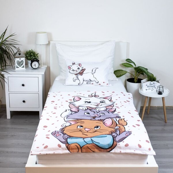 Set copripiumino e federa da bambini bianco in cotone per culla 100x135 cm Marie Cat "Friends" – Jerry Fabrics