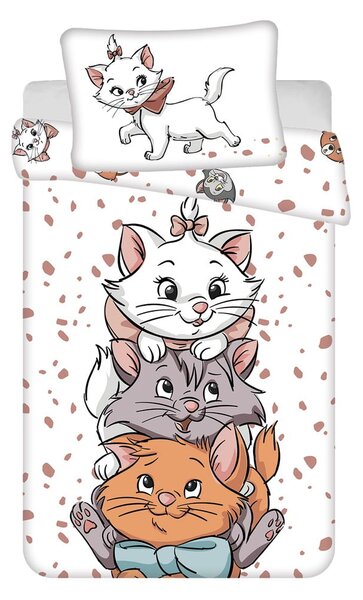 Set copripiumino e federa da bambini bianco in cotone per culla 100x135 cm Marie Cat "Friends" – Jerry Fabrics