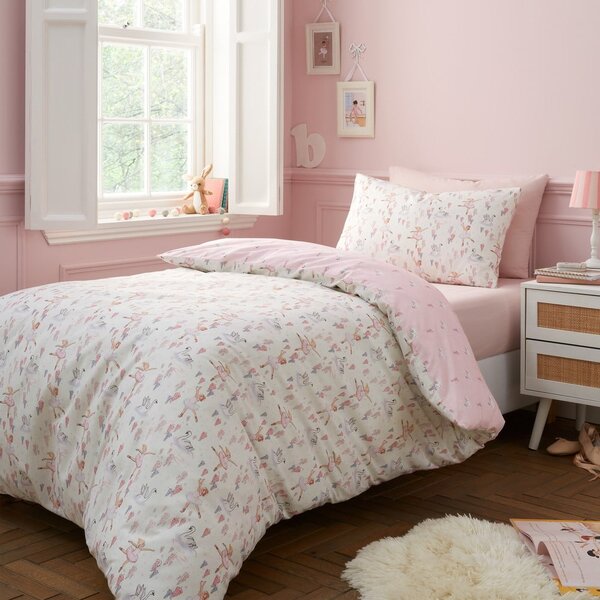 Set copripiumino e federa da bambini bianco e rosa in cotone per culla 120x150 cm Ballerina – Belle & Boo