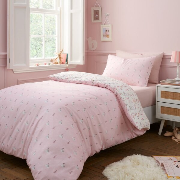 Set copripiumino e federa da bambini bianco e rosa in cotone per culla 120x150 cm Ballerina – Belle & Boo